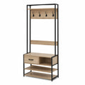 Appendino da ingresso in metallo e legno con cassetto e ripiani 180x80x40 cm