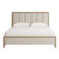 Letto matrimoniale in legno e tessuto beige 200x160 cm