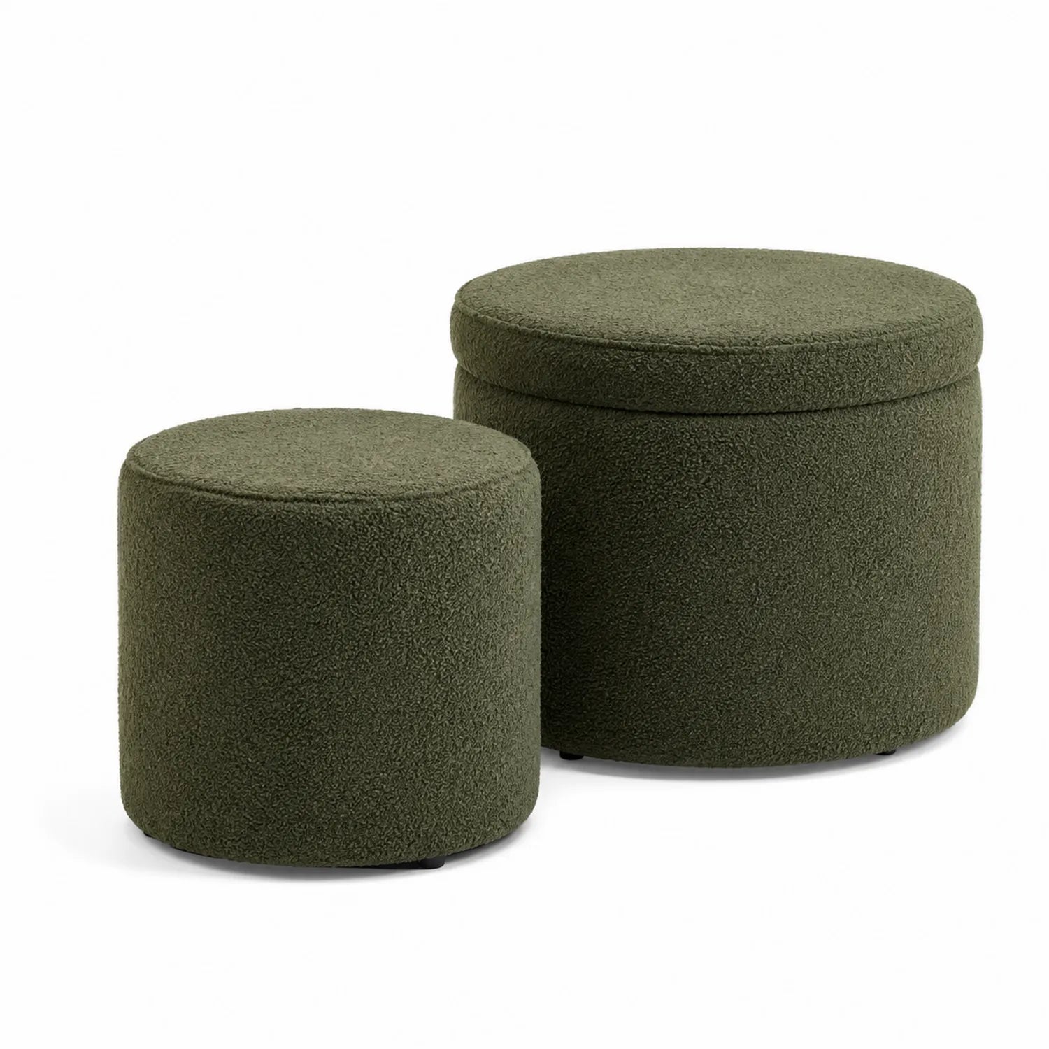 Set di 2 poggiapiedi con contenitore in tessuto verde