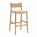 Sgabello da bar in legno e corda naturale altezza 75 cm