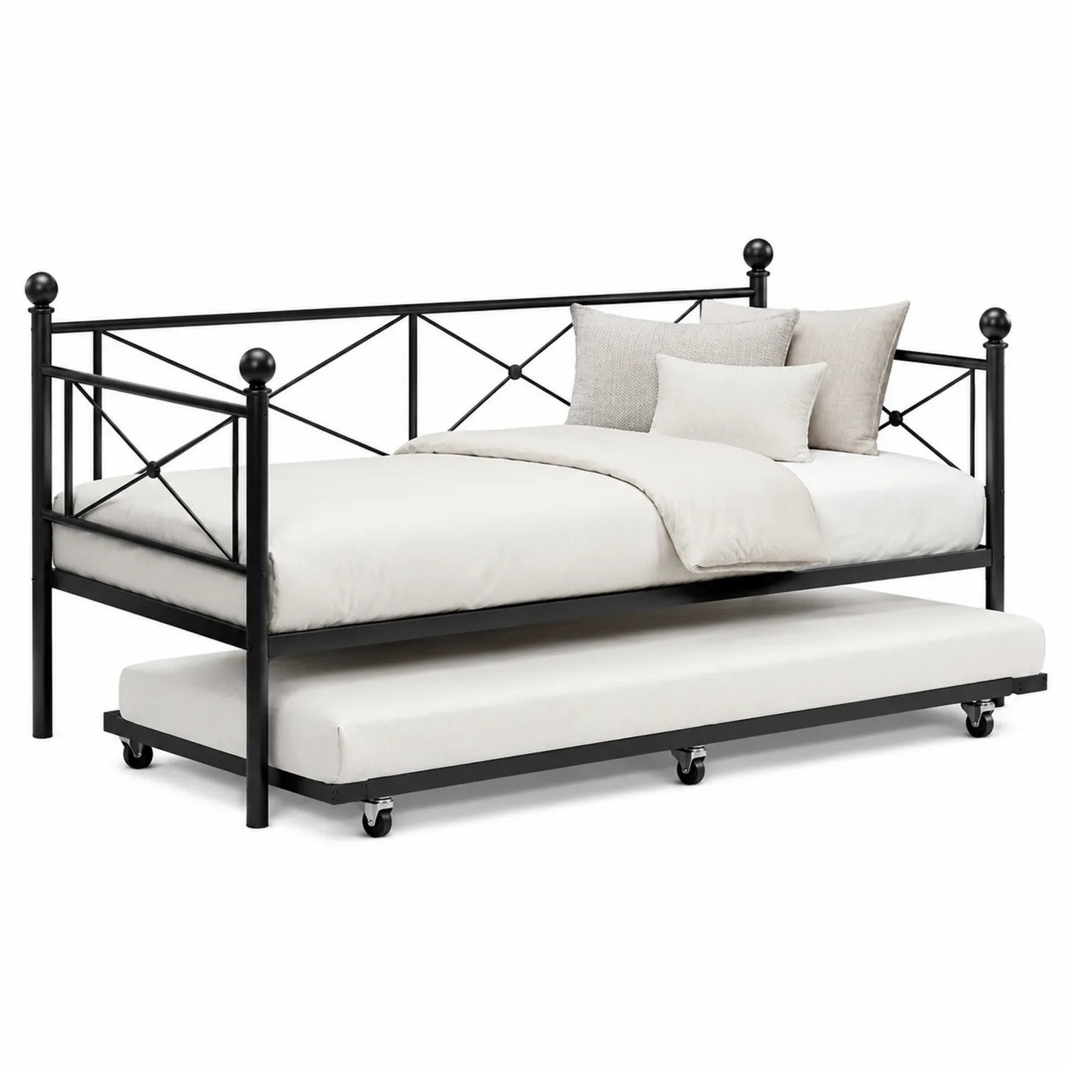 Divano Letto in Metallo Nero con Letto Estraibile