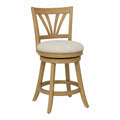 Sgabello girevole in legno con seduta imbottita beige