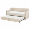 Letto estraibile in tessuto con cassetto e struttura in legno