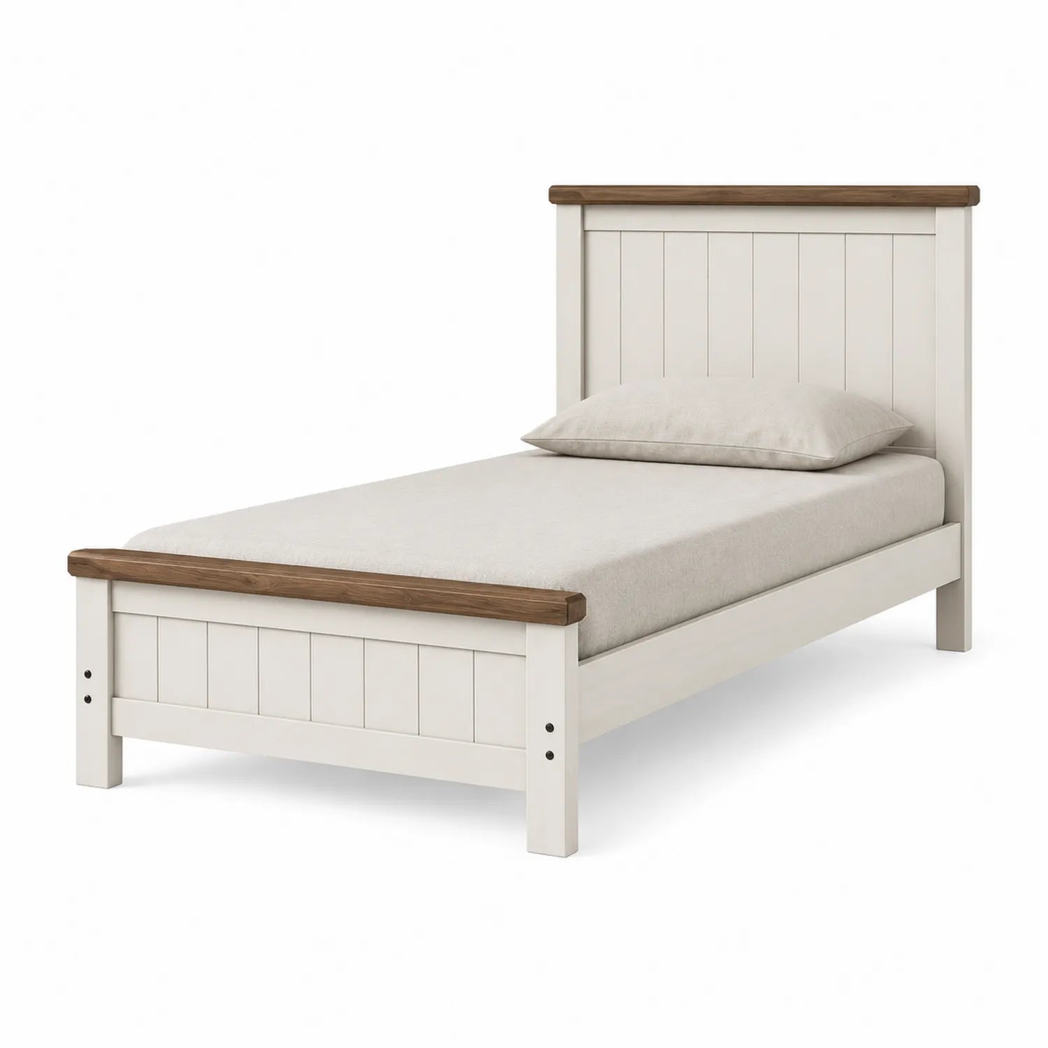 Letto singolo in legno bianco e rovere