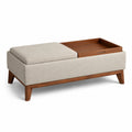 Poggiapiedi con contenitore in tessuto e legno 120cm x 45cm x 40cm