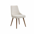 Sedia da Pranzo con Rivestimento in Tessuto Beige e Gambe in Legno