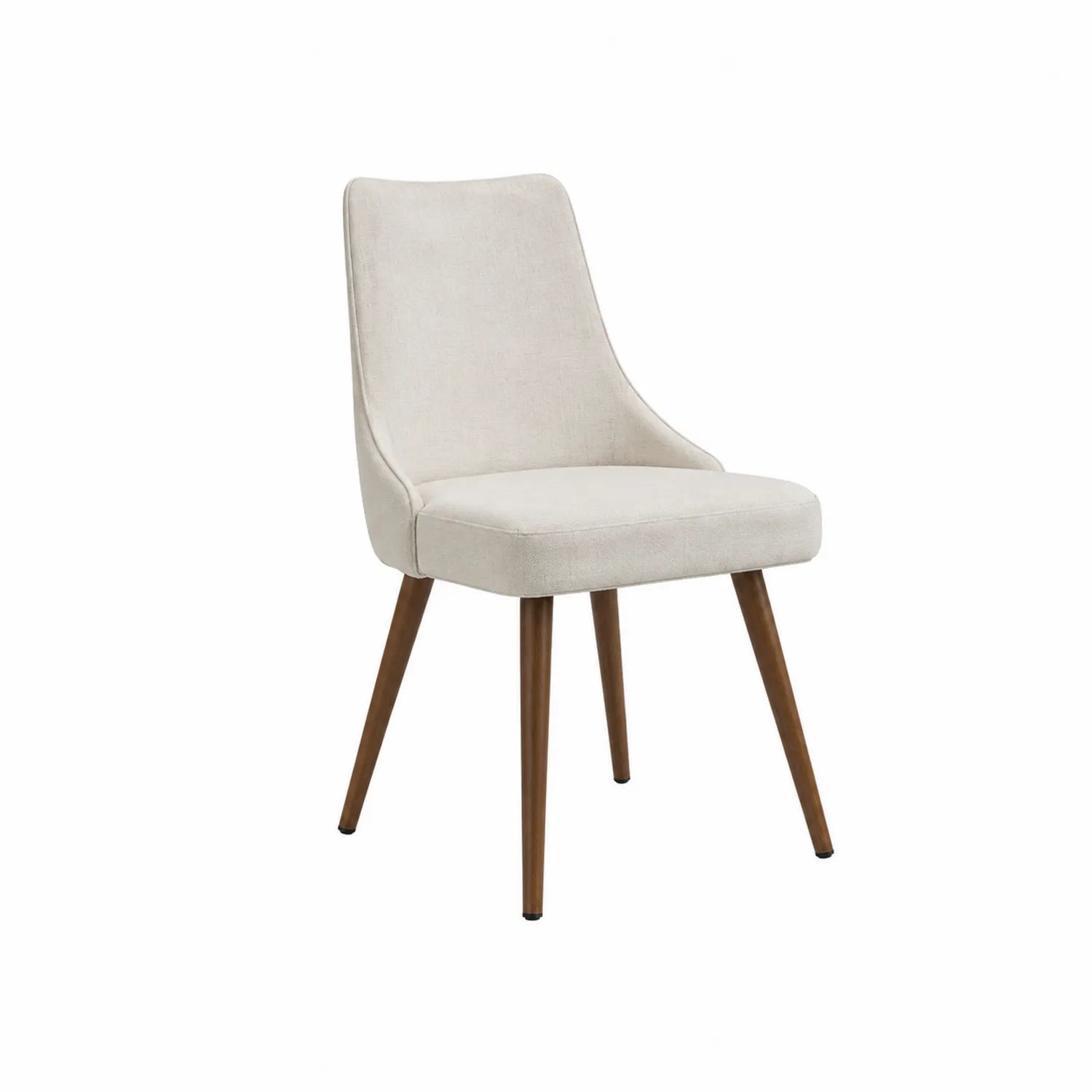 Sedia da Pranzo con Rivestimento in Tessuto Beige e Gambe in Legno
