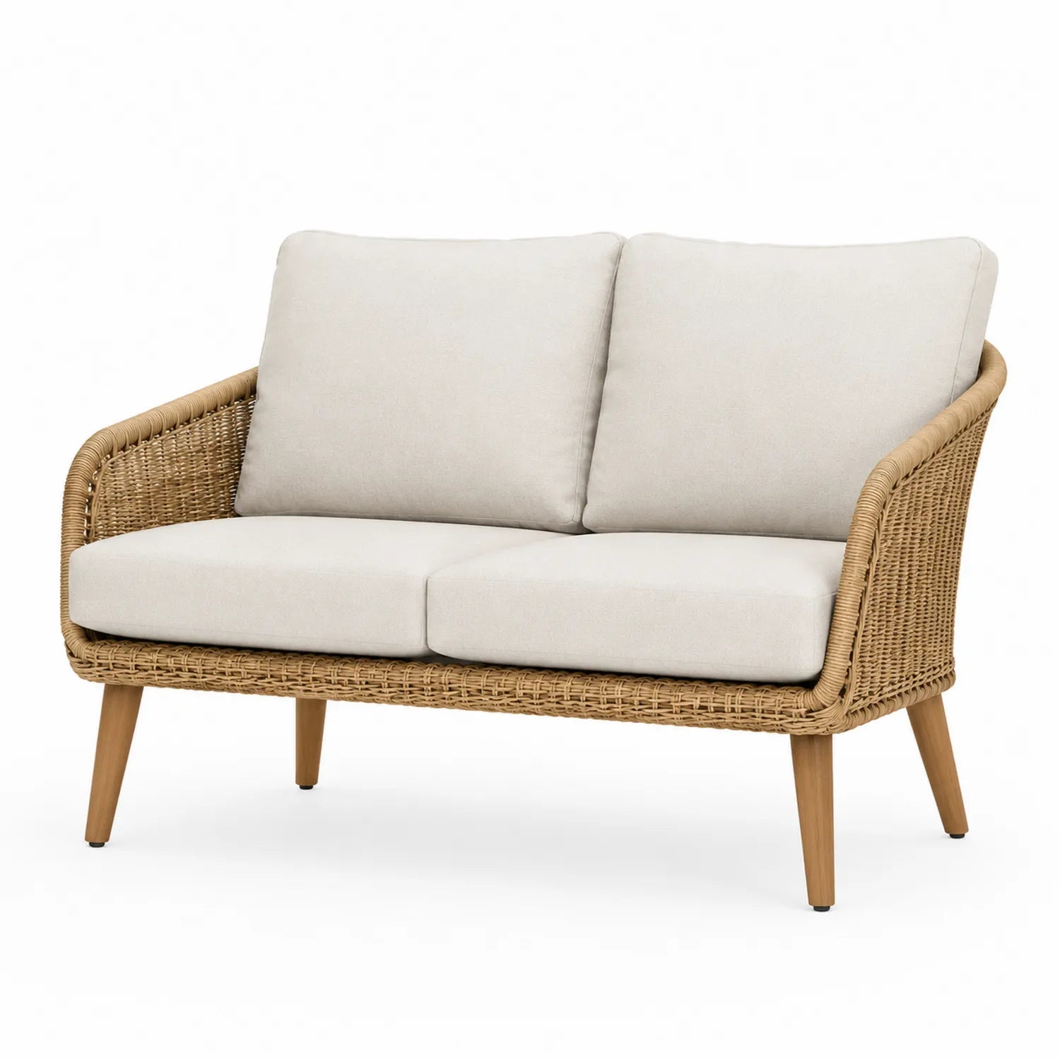 Divano da Esterno in Rattan Sintetico con Struttura in Alluminio Beige