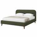Letto matrimoniale in tessuto con gambe in legno
