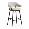 Sgabello da bar in poliestere beige con telaio in metallo nero, altezza totale 100 cm