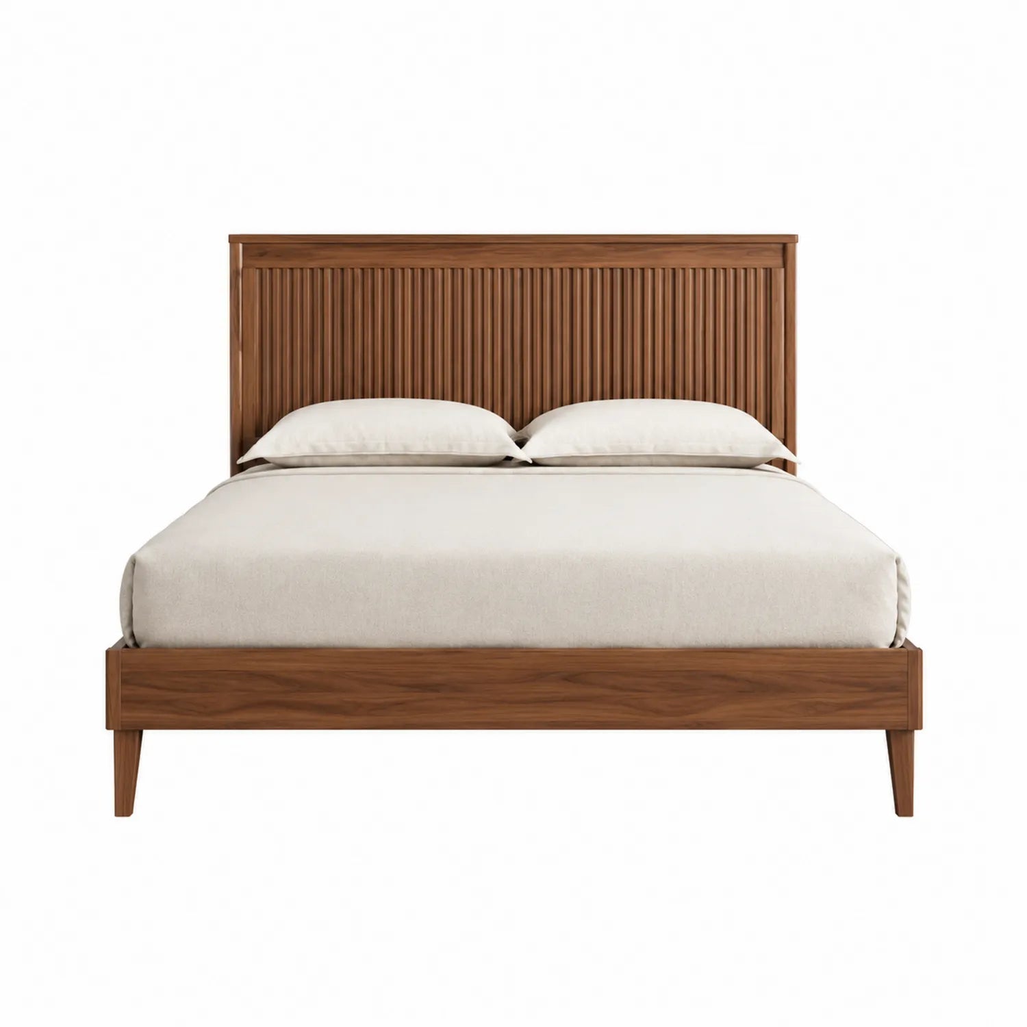 Letto Matrimoniale in Legno Rovere con Rivestimento in Cotone