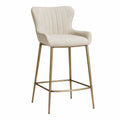 Sgabello in tessuto con gambe in metallo dorato